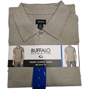 Buffalo‎ David Bitton Men's Short Sleeve Shirt / Relaxed Fit / Tan / Size Large